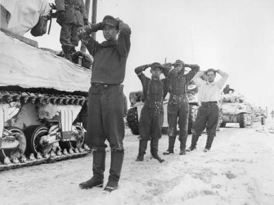 Captured German POW with M4 Sherman Tanks Battle of the Bulge Luxembourg
