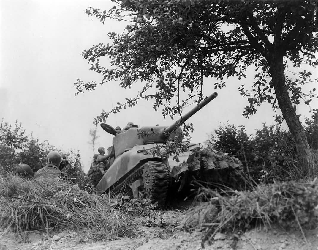 M4A1(76) Sherman Tank with hedgerow cutters in Pont Herbert Normandy