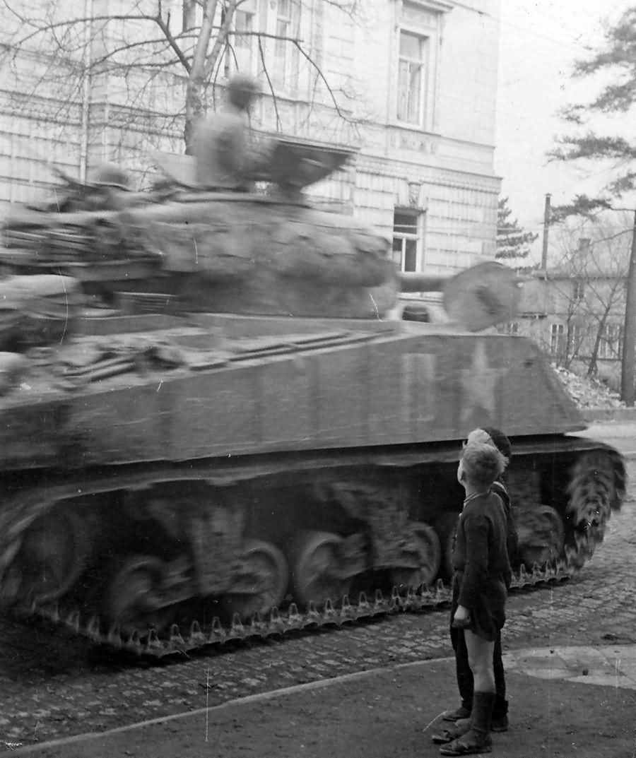 M4 Sherman 4th Armored Division 3rd Army in Gotha Germany 1945