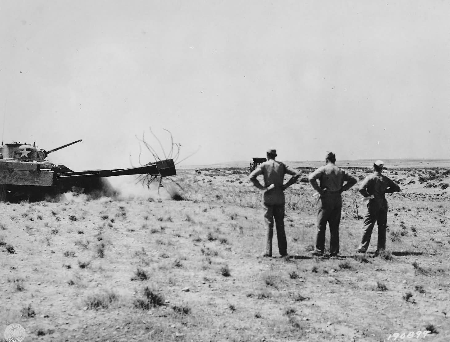 M4 Sherman Scorpion Going through Barbed Wire North Africa
