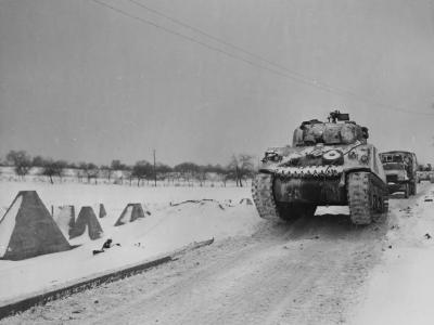 M4 Sherman Tank with winter camo Hennig Germany Battle of the Bulge January 1945