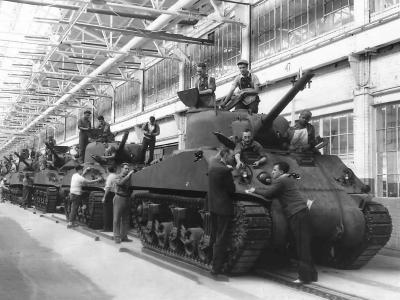 M4 Sherman Tanks on Production Line at Ford Plant 1942
