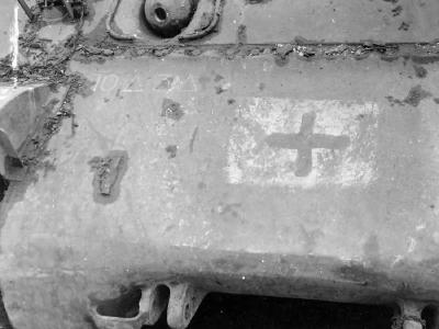 M4 Sherman tank with German Cross Battle of Bulge Luxembourg 1945