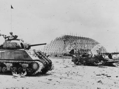 M4 Sherman tank Peleliu airfield 1944