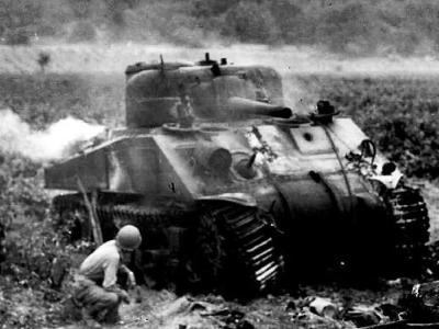 M4 Sherman tank destroyed
