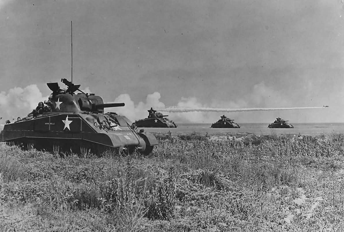US 11th Armored Division Sherman Tanks during Maneuvers 1944