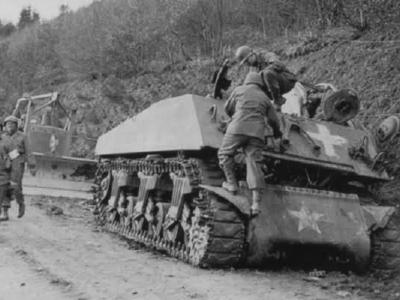 Knocked out M4 Sherman tank