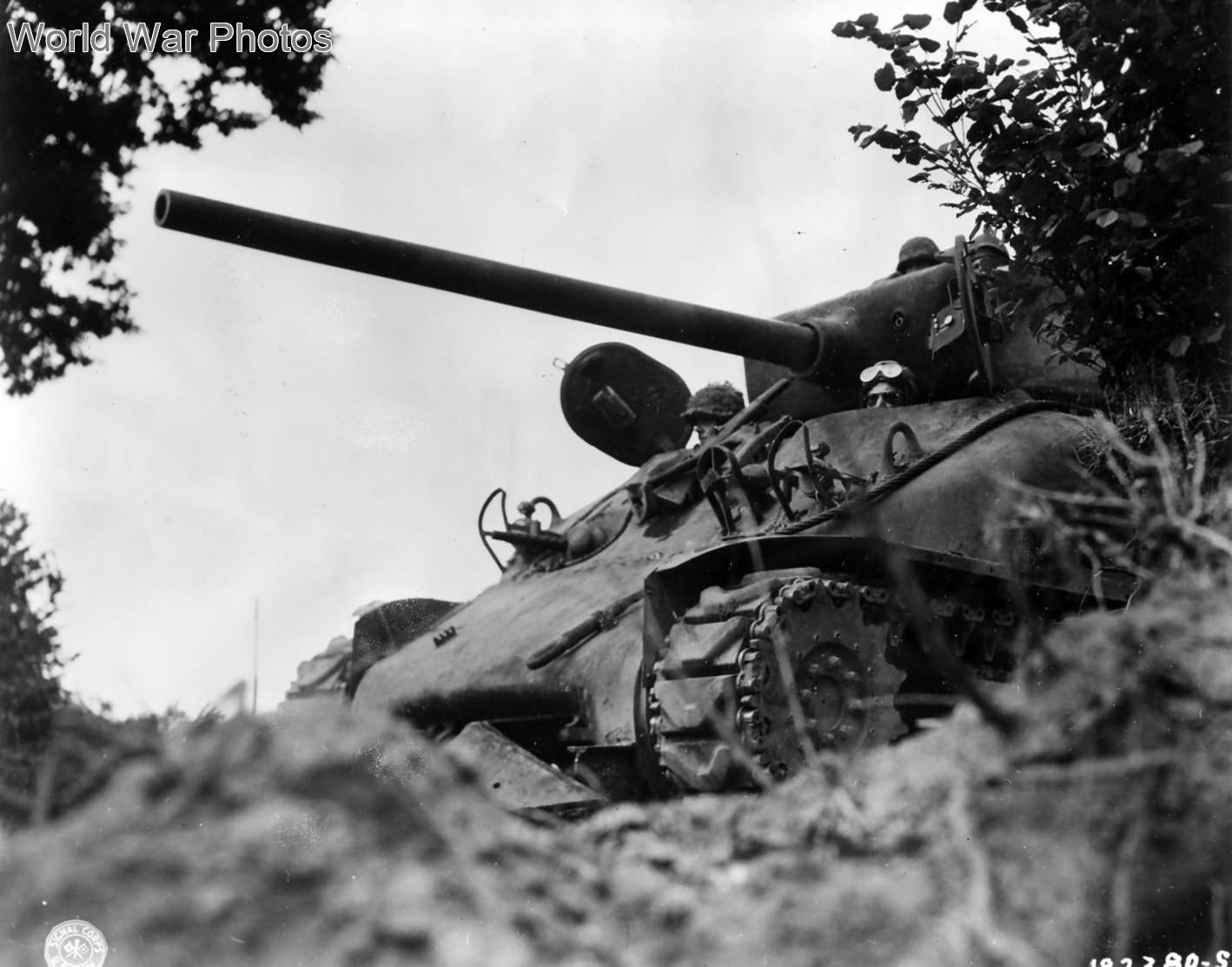 M4A1 tank with hedgerow cutter of 3rd Armored in Normandy