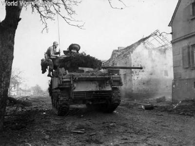 M4A3 in action, Gurzenich 17 December 1944