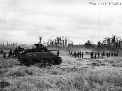 Sherman tank of British Army, Caen Normandy