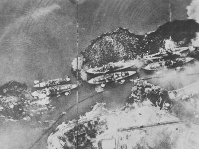 Battleship Row Japanese bomb photo Pearl Harbor attack phase I