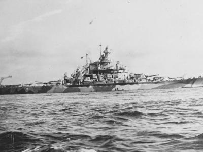 Battleship USS Indiana BB-58 in camouflage August 1942