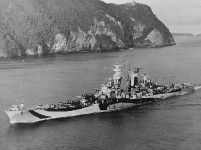 Cruiser USS Guam CB-2 in camouflage