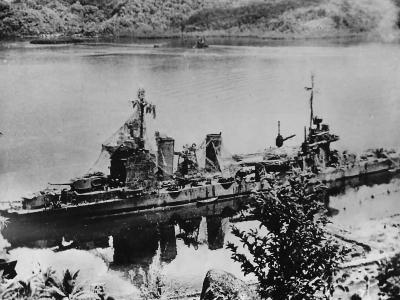 Cruiser USS Minneapolis CA-36 in Tulagi Harbor 1944