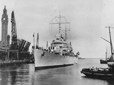 Cruiser USS Nashville CL-43 Arrives at Cherbourg France 1938