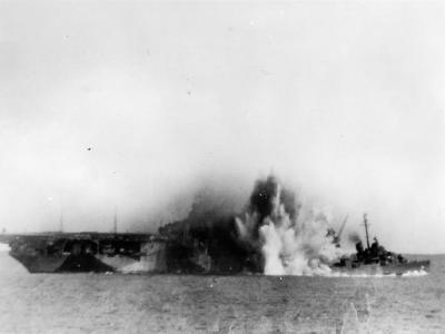Destroyer USS Halsey Powell DD-686 Hit By Japanese Kamikaze Plane Off Kyushu