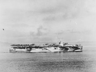 Escort carrier USS Lunga Point CVE-94, planes on deck