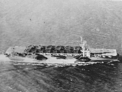 Escort carrier USS Shamrock Bay planes on deck