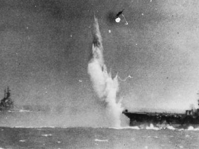 Photo of attack on US Navy Aircraft Carrier Battle of the Philippine Sea