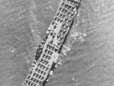 USS Boxer CV-21 carrier deck filled with airplanes