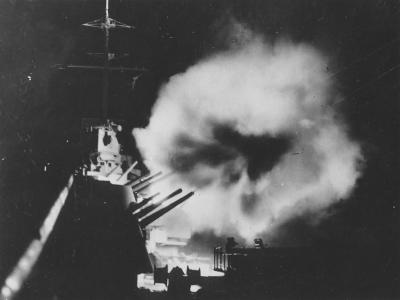 USS Columbia CL-56 delivers night attack on Buka Airfield