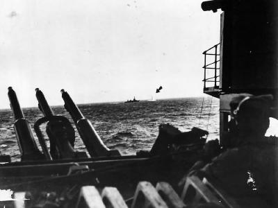 Cruiser USS Northampton CA-26 Under Attack by Japanese Planes at Wake 1942