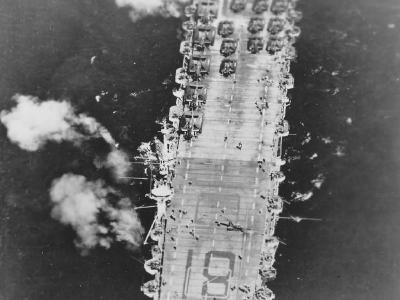 USS Rudyerd Bay CVE-81 carrier planes on deck