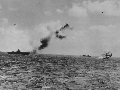 US Navy Carrier Downs Japanese Torpedo Plane in Marshalls 1944