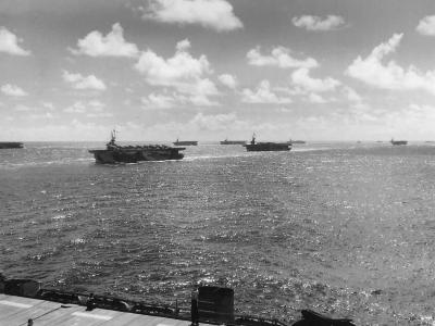 U S Navy Escort Carriers Move Thru Pacific on Mission 1945
