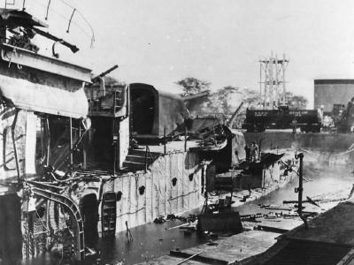 Wreckage of Destroyer USS Downes (DD-375) After Pearl Harbor Attack