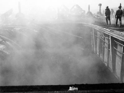 USS Bunker Hill elevator destroyed after attack