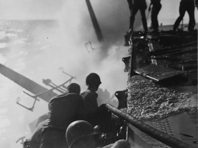 USS Enterprise hit by bomb