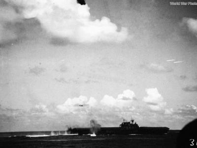 Hornet under attack during the Battle of the Santa Cruz Islands 2