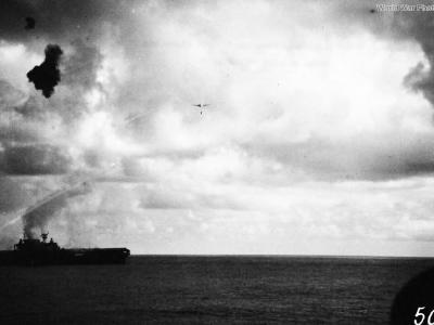 Hornet under attack during the Battle of the Santa Cruz Islands