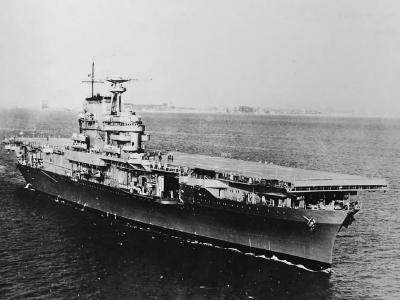 USS Hornet CV-8 bow view