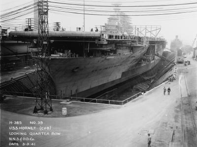 USS Hornet bow view