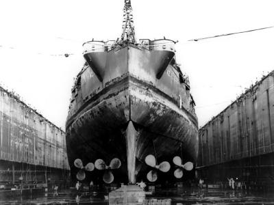 USS Idaho being repaired at Espiritu Santo in in ABSD-1