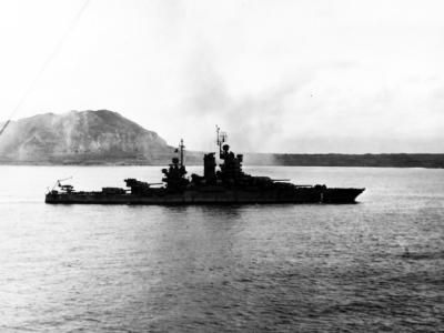 USS Idaho bombarding Iwo Jima February 1945