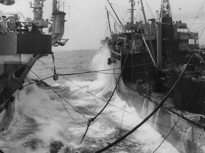 Tanker refueling USS Independence in Pacific