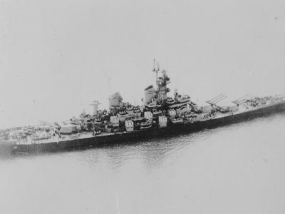 American Battleship USS Iowa BB-61 aerial view