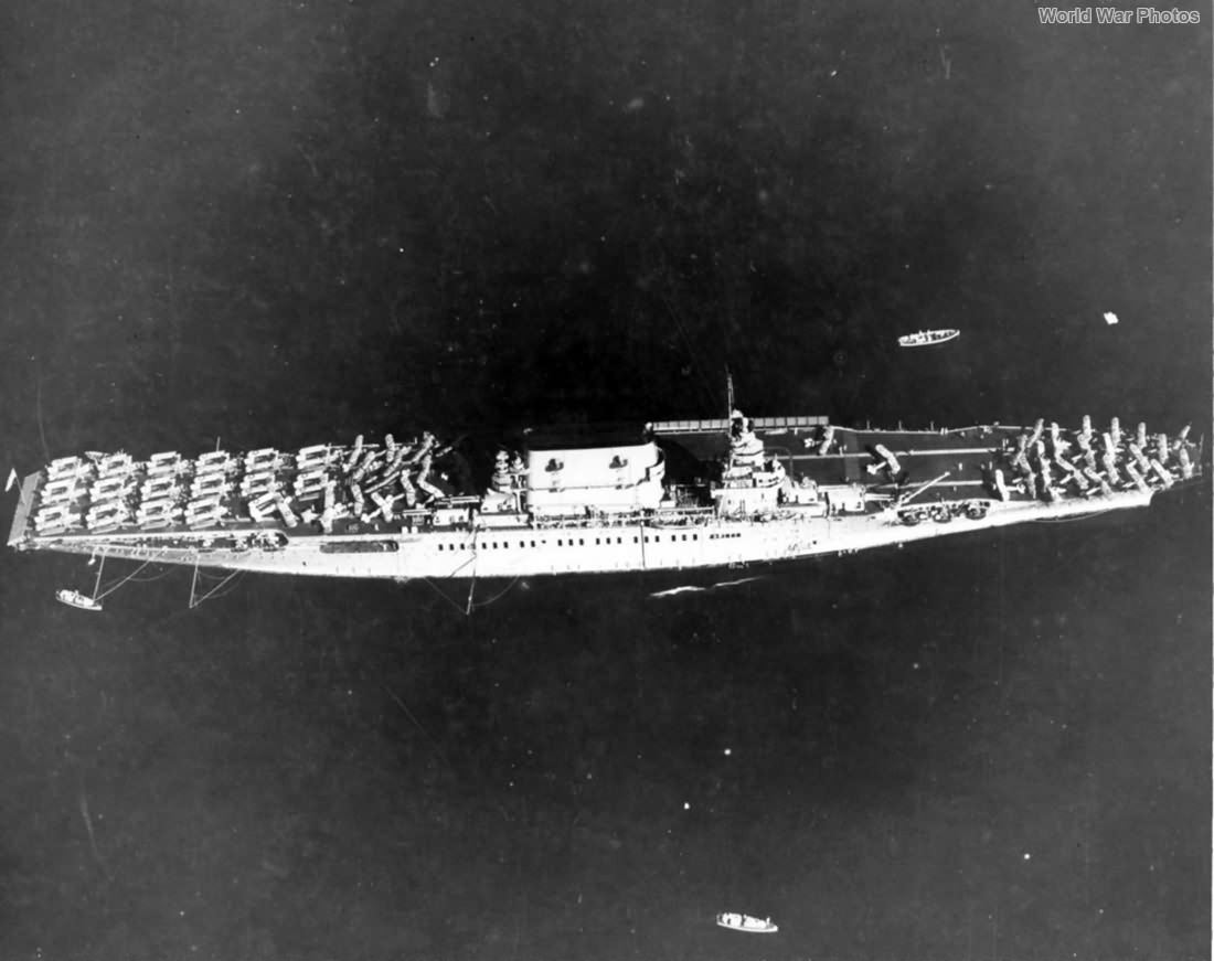 An overhead aerial view of the carrier USS Lexington 2