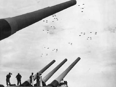 Planes over USS Missouri during Japanese surrender 2 September 1945