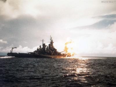 USS Missouri firing