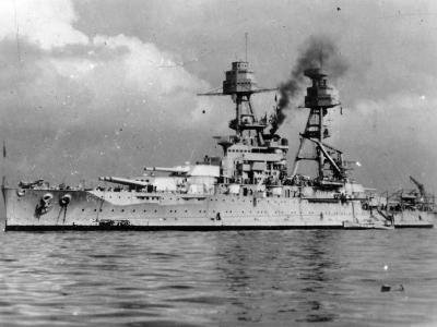 American Battleship USS Nevada BB-36 bow