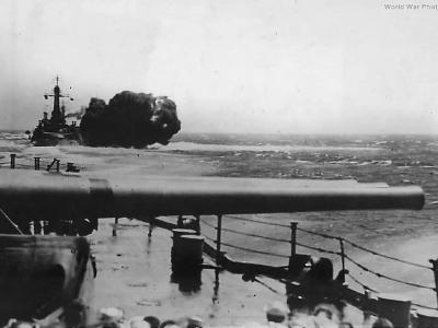 Nevada firing 14-Inch guns during maneuvers in 1921