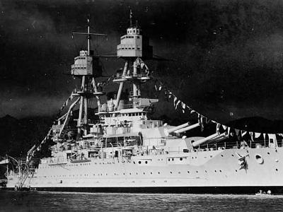 Battleship USS Oklahoma BB-37 photographed before the WW2