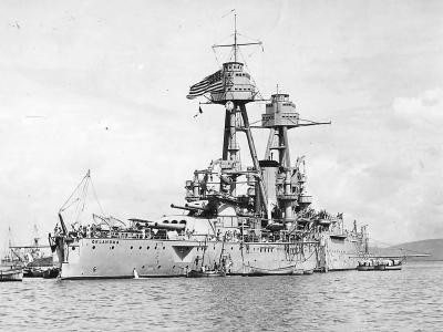 Stern view of Battleship USS Oklahoma BB-37