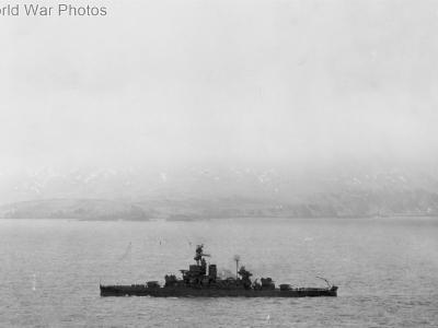 USS Pennsylvania bombarding Attu Island 11 May 1943
