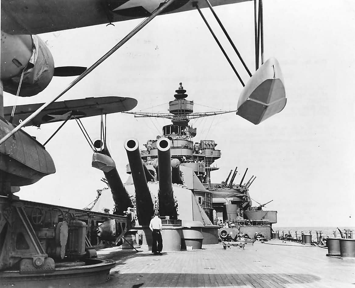 Vought OS2U Kingfisher Ready for Launch aboard Battleship USS Pennsylvania BB-38 1943