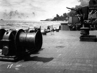 Burning USS Bunker Hill 11 May 1945